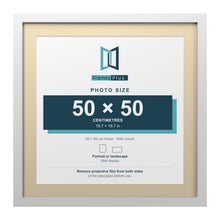 White 60 x 60 cm picture frame with an ivory mount for a 50 x 50 cm photo