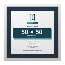 White 60 x 60 cm picture frame with a Pacific Blue mount for a 50 x 50 cm photo
