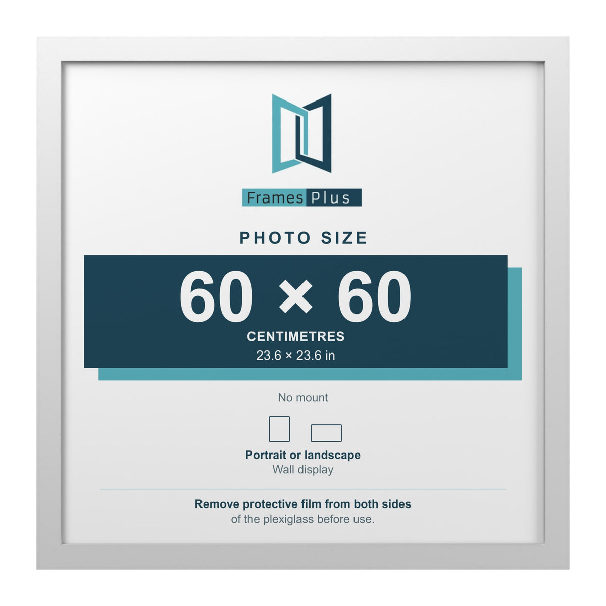 White picture frame for a 60 x 60 cm photo