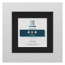 White 6 x 6 inch picture frame with a black mount for a 4 x 4 inch photo