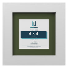 White 6 x 6 inch picture frame with a green mount for a 4 x 4 inch photo