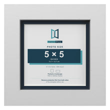 White 6 x 6 inch picture frame with a Pacific Blue mount for a 5 x 5 inch photo