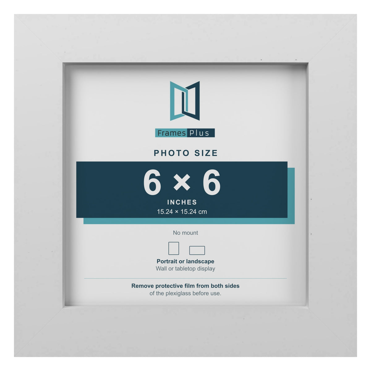 White picture frame for a 6 x 6 inch photo