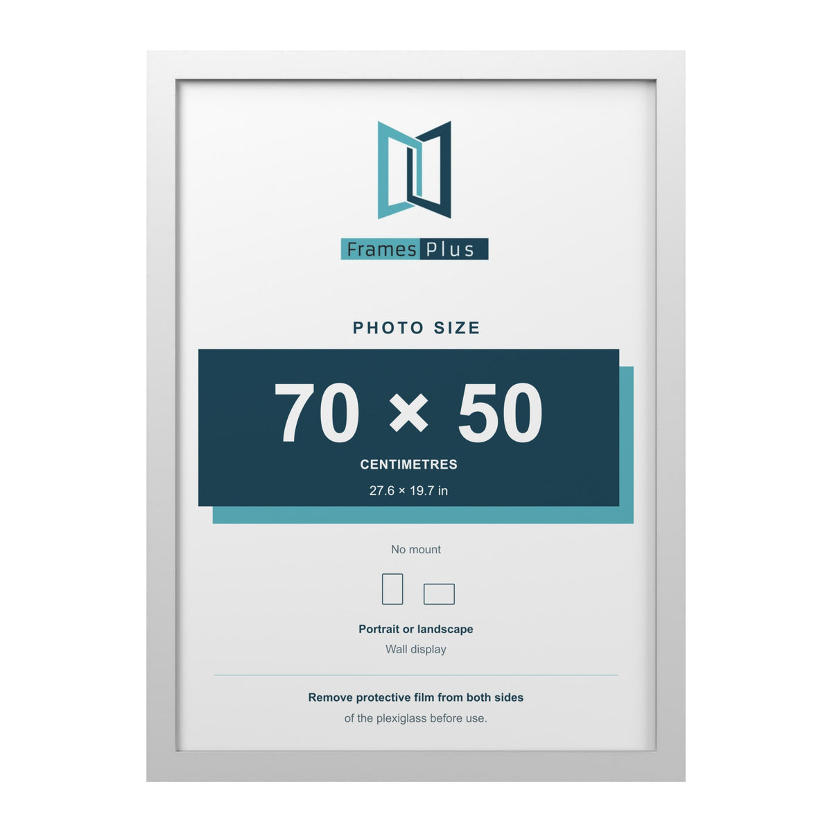 White picture frame for a 70 x 50 cm photo