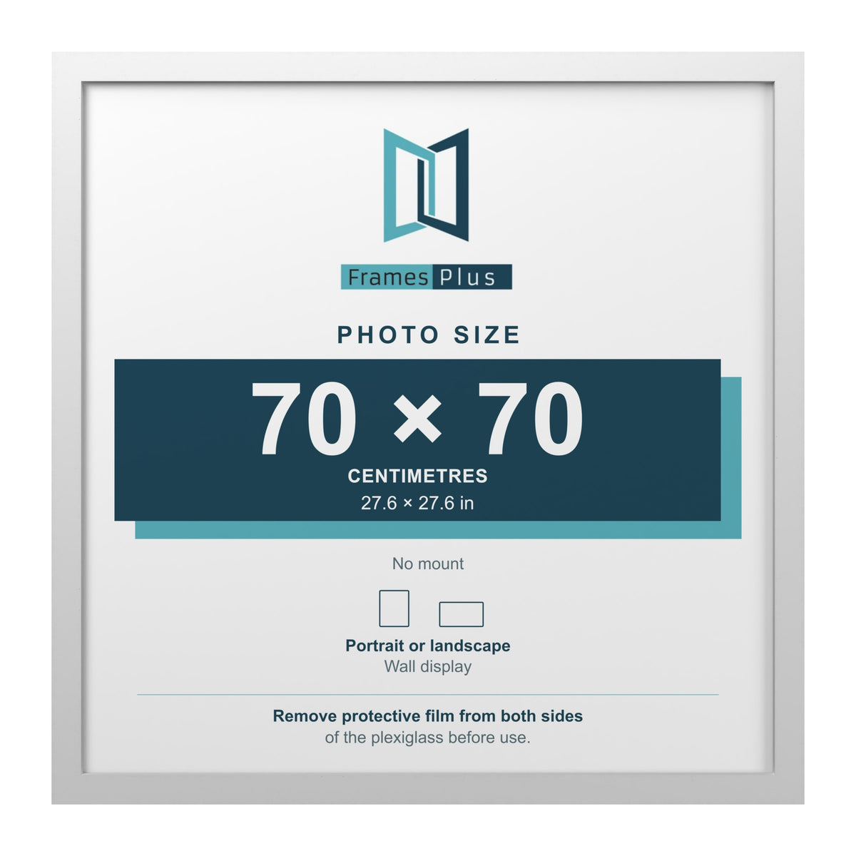 White picture frame for a 70 x 70 cm photo