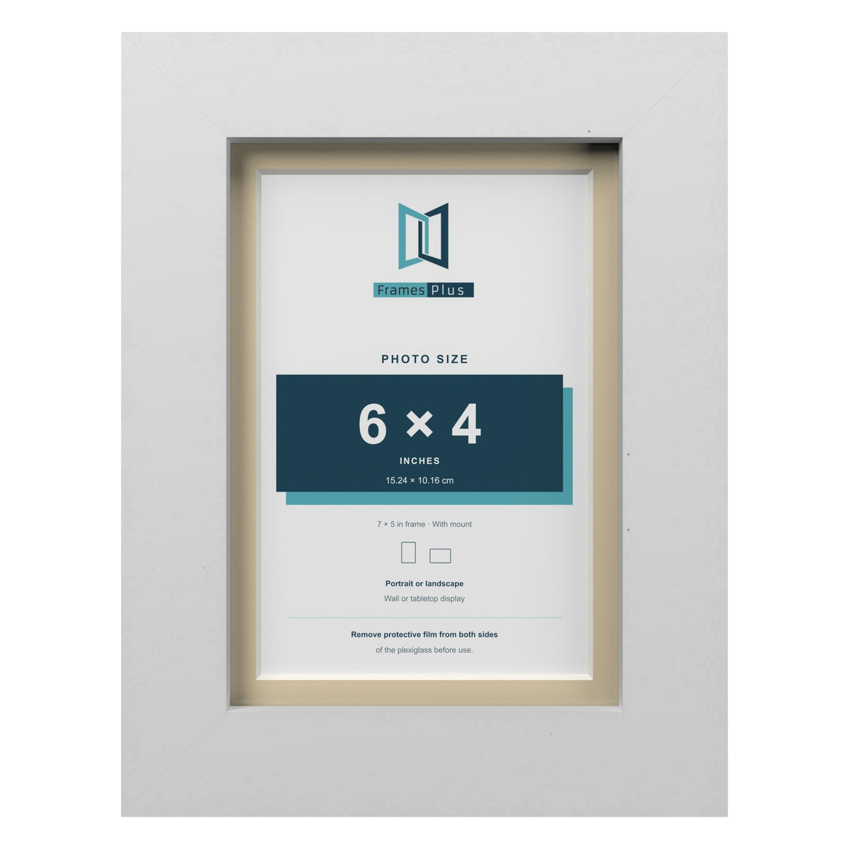 White 7 x 5 inch picture frame with an ivory mount for a 6 x 4 inch photo