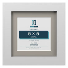 White 7 x 7 inch picture frame with a Dawn Grey mount for a 5 x 5 inch photo