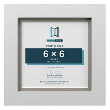 White 7 x 7 inch picture frame with a Dawn Grey mount for a 6 x 6 inch photo