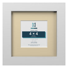 White 7 x 7 inch picture frame with an ivory mount for a 4 x 4 inch photo