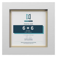 White 7 x 7 inch picture frame with an ivory mount for a 6 x 6 inch photo