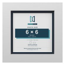 White 7 x 7 inch picture frame with a Pacific Blue mount for a 6 x 6 inch photo