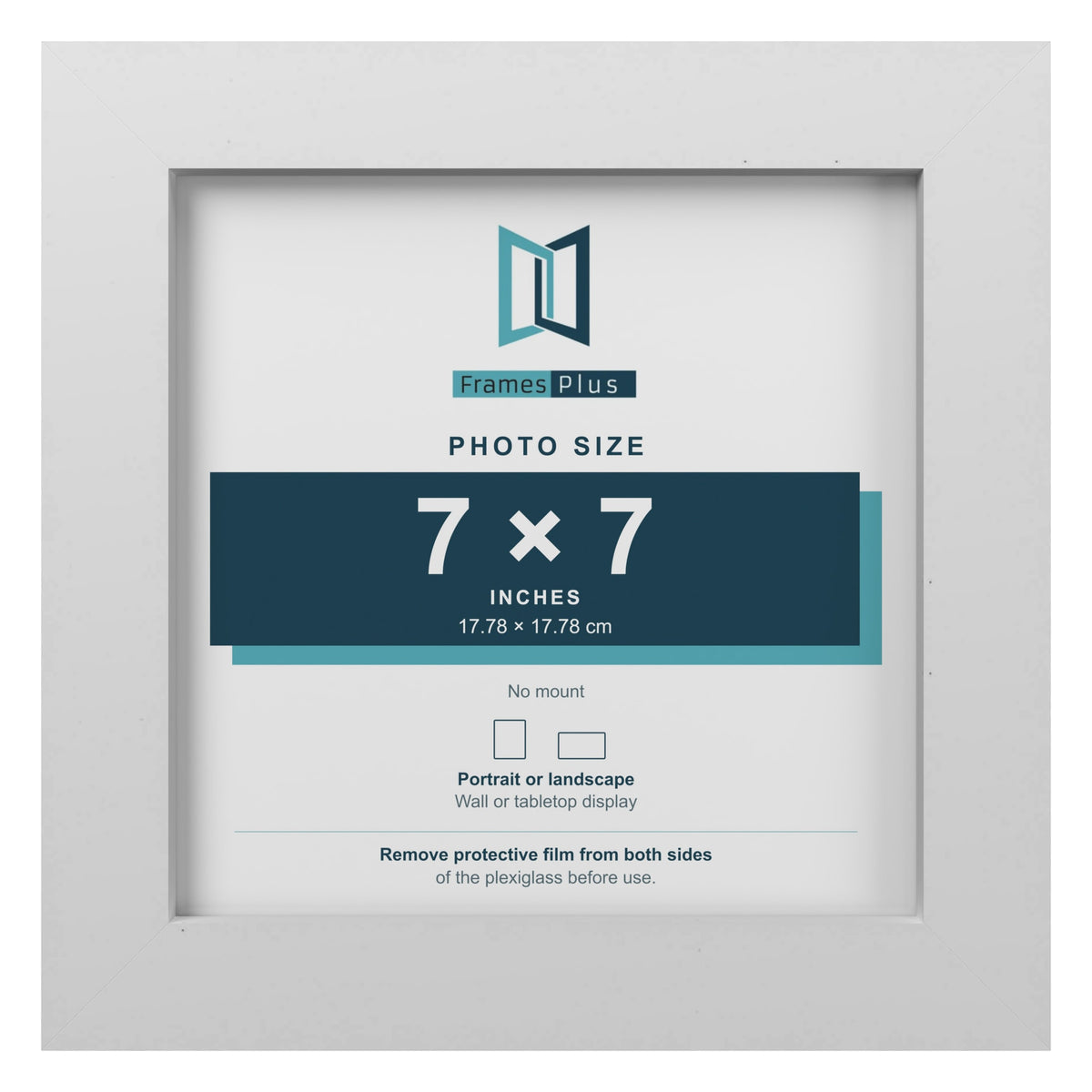 White picture frame for a 7 x 7 inch photo