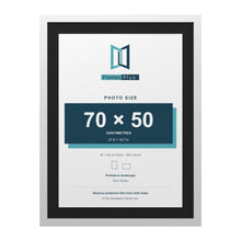 White 80 x 60 cm picture frame with a black mount for a 70 x 50 cm photo