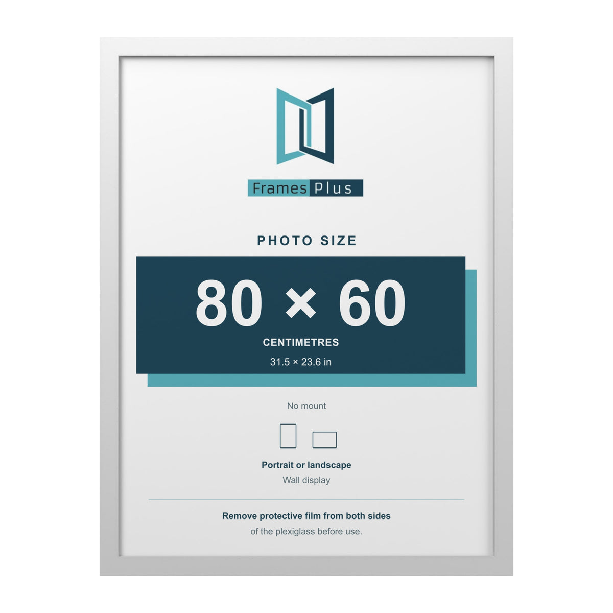 White picture frame for a 80 x 60 cm photo