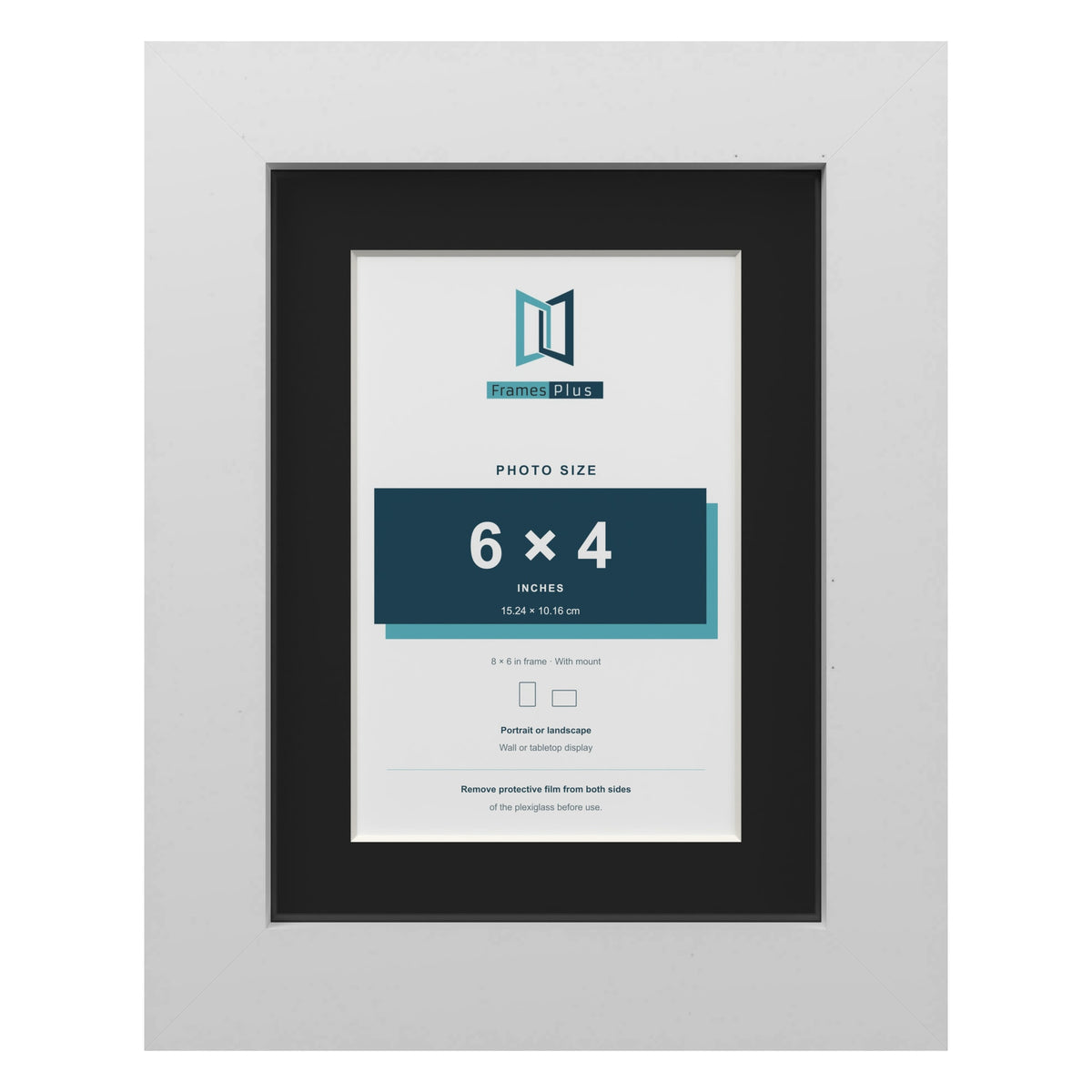 White 8 x 6 inch picture frame with a black mount for a 6 x 4 inch photo