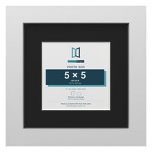 White 8 x 8 inch picture frame with a black mount for a 5 x 5 inch photo