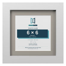 White 8 x 8 inch picture frame with a Dawn Grey mount for a 6 x 6 inch photo