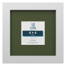 White 8 x 8 inch picture frame with a green mount for a 4 x 4 inch photo