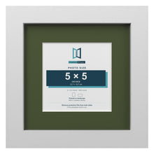 White 8 x 8 inch picture frame with a green mount for a 5 x 5 inch photo