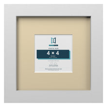 White 8 x 8 inch picture frame with an ivory mount for a 4 x 4 inch photo