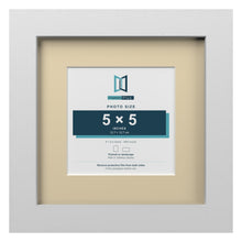 White 8 x 8 inch picture frame with an ivory mount for a 5 x 5 inch photo