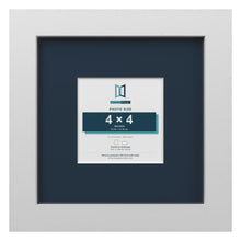 White 8 x 8 inch picture frame with a Pacific Blue mount for a 4 x 4 inch photo
