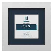 White 8 x 8 inch picture frame with a Pacific Blue mount for a 5 x 5 inch photo