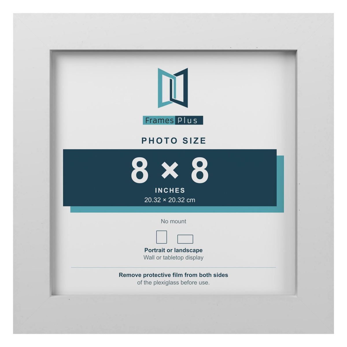 White picture frame for a 8 x 8 inch photo