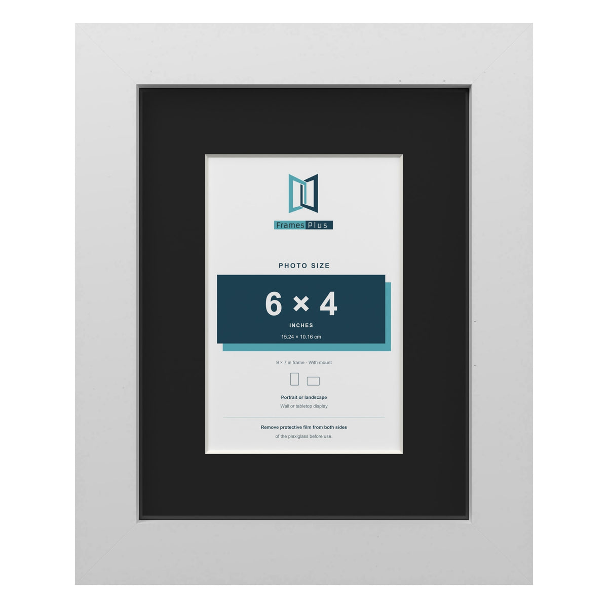 White 9 x 7 inch picture frame with a black mount for a 6 x 4 inch photo