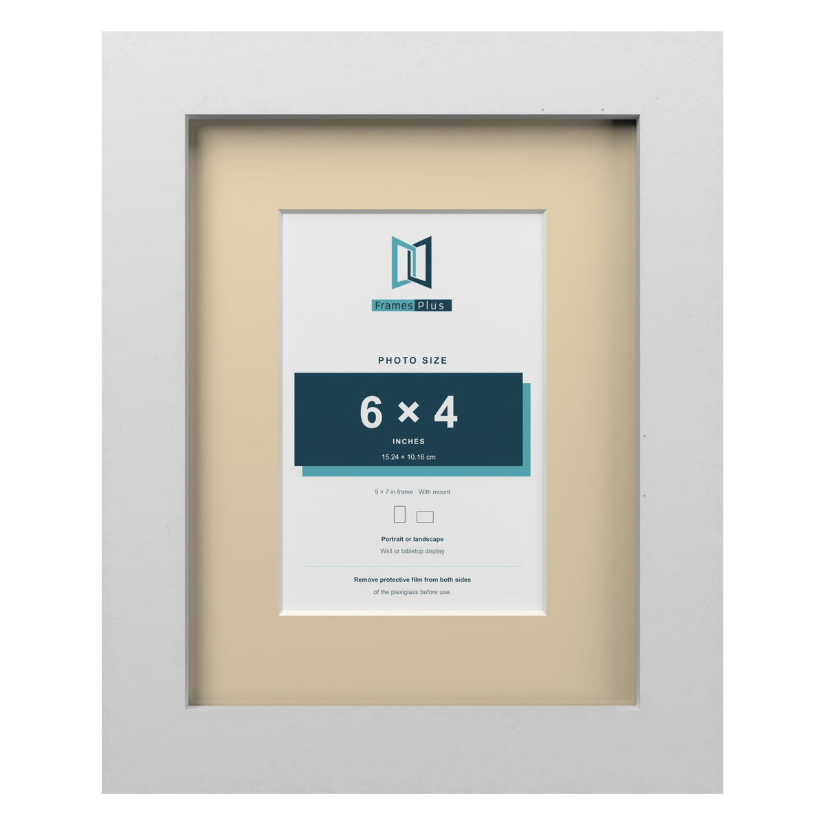 White 9 x 7 inch picture frame with an ivory mount for a 6 x 4 inch photo