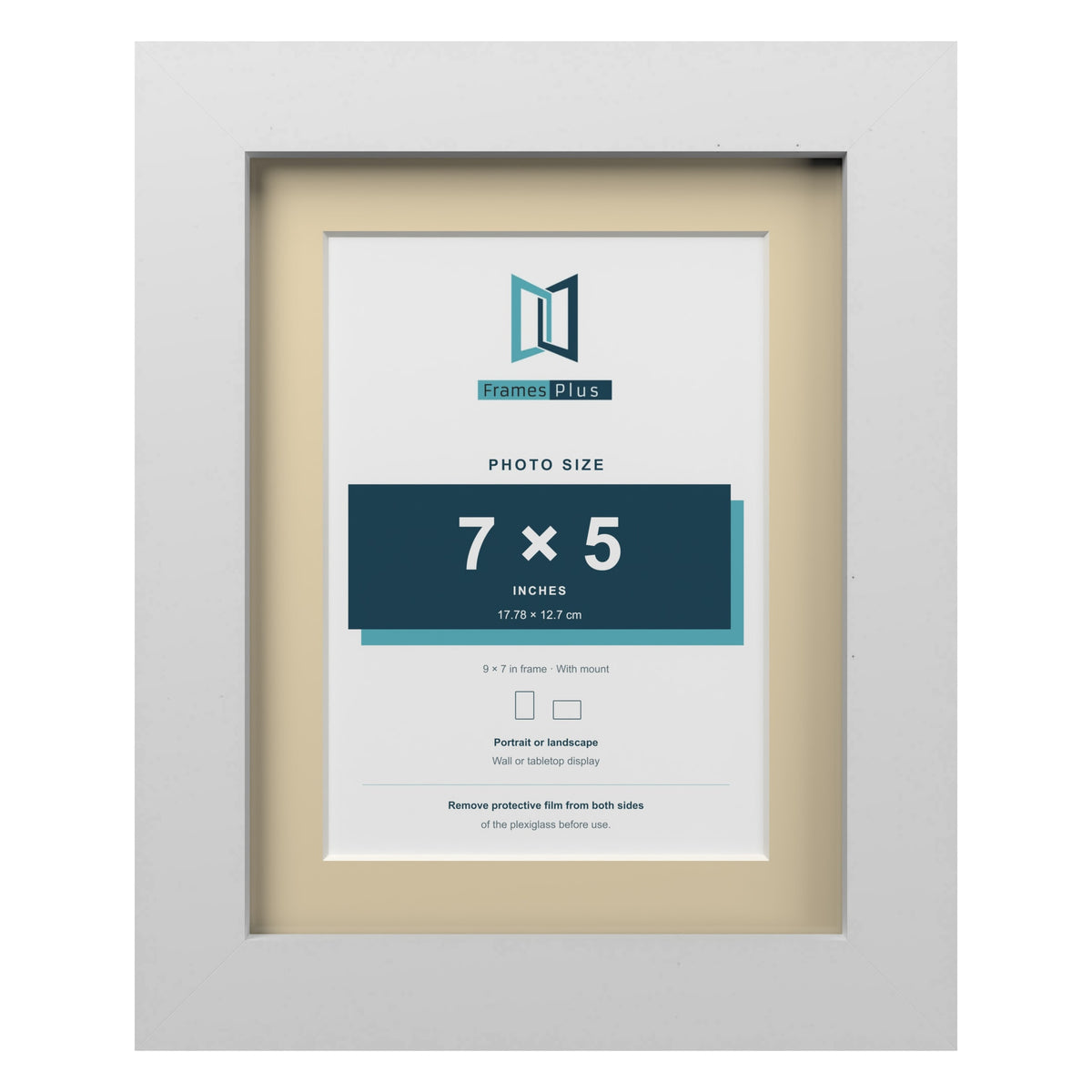 White 9 x 7 inch picture frame with an ivory mount for a 7 x 5 inch photo