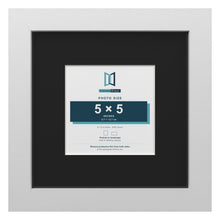 White 9 x 9 inch picture frame with a black mount for a 5 x 5 inch photo