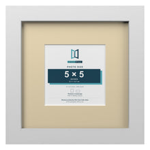 White 9 x 9 inch picture frame with an ivory mount for a 5 x 5 inch photo