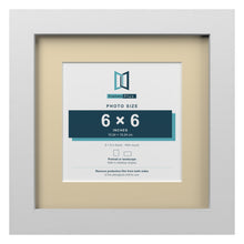 White 9 x 9 inch picture frame with an ivory mount for a 6 x 6 inch photo