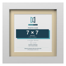 White 9 x 9 inch picture frame with an ivory mount for a 7 x 7 inch photo