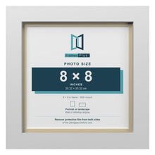 White 9 x 9 inch picture frame with an ivory mount for an 8 x 8 inch photo