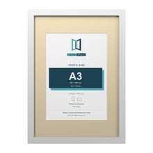 White A2 picture frame with an ivory mount for an A3 photo