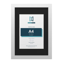 White A3 picture frame with a black mount for an A4 photo