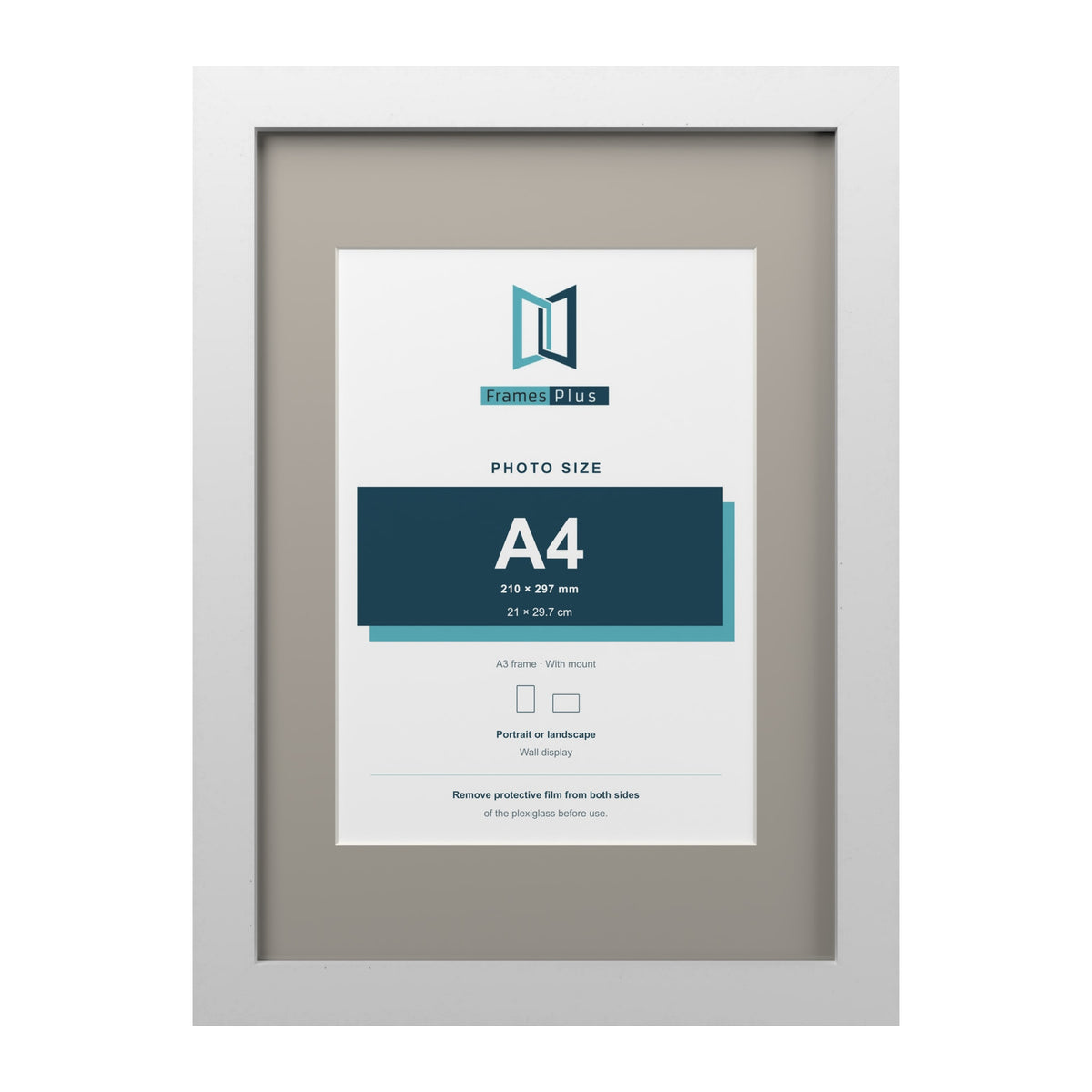 White A3 picture frame with a Dawn Grey mount for an A4 photo