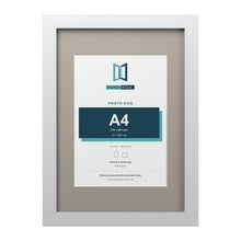 White A3 picture frame with a Dawn Grey mount for an A4 photo