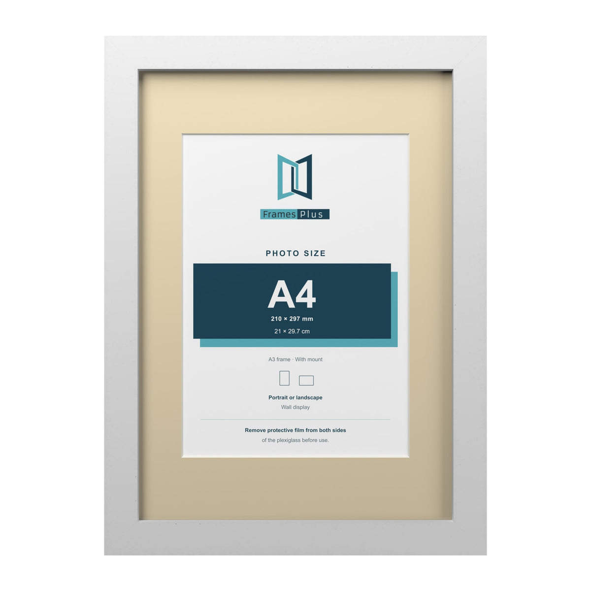 White A3 picture frame with an ivory mount for an A4 photo