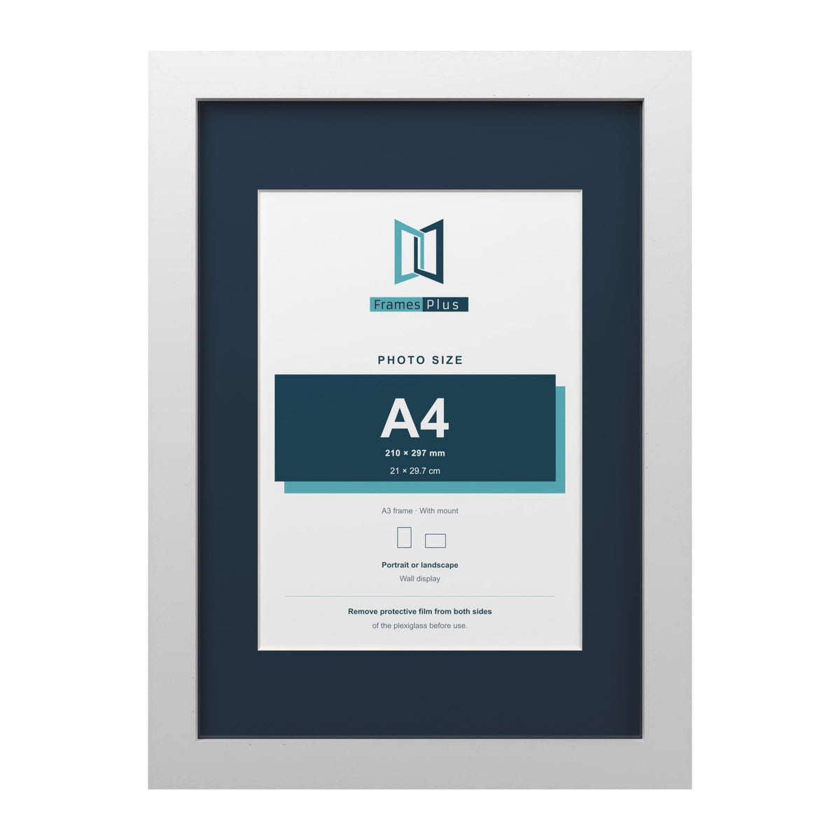 White A3 picture frame with a Pacific Blue mount for an A4 photo