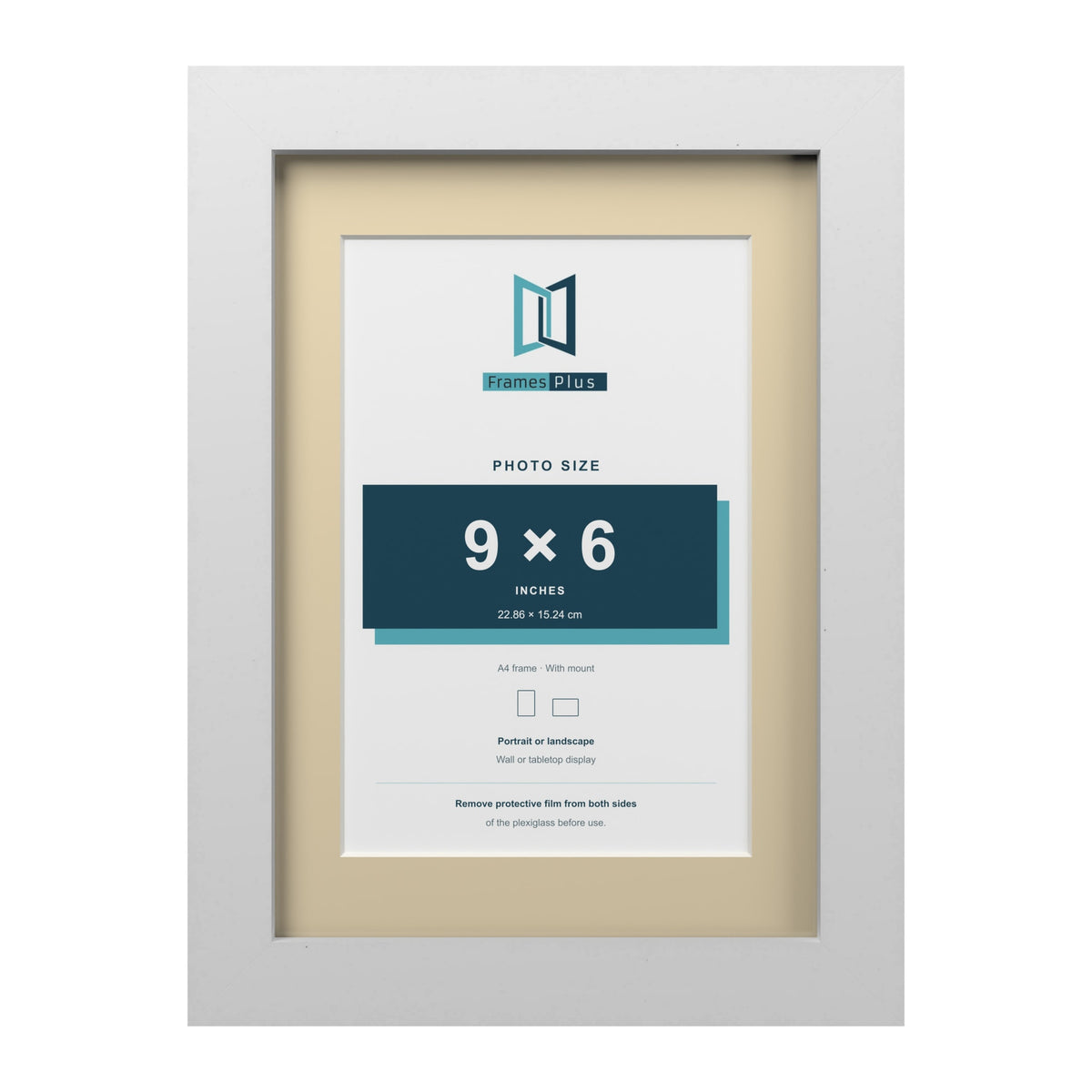 White A4 picture frame with an ivory mount for a 9 x 6 inch photo
