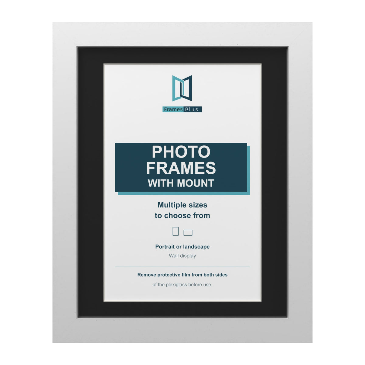 White picture frame with a black mount