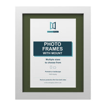 White picture frame with a green mount