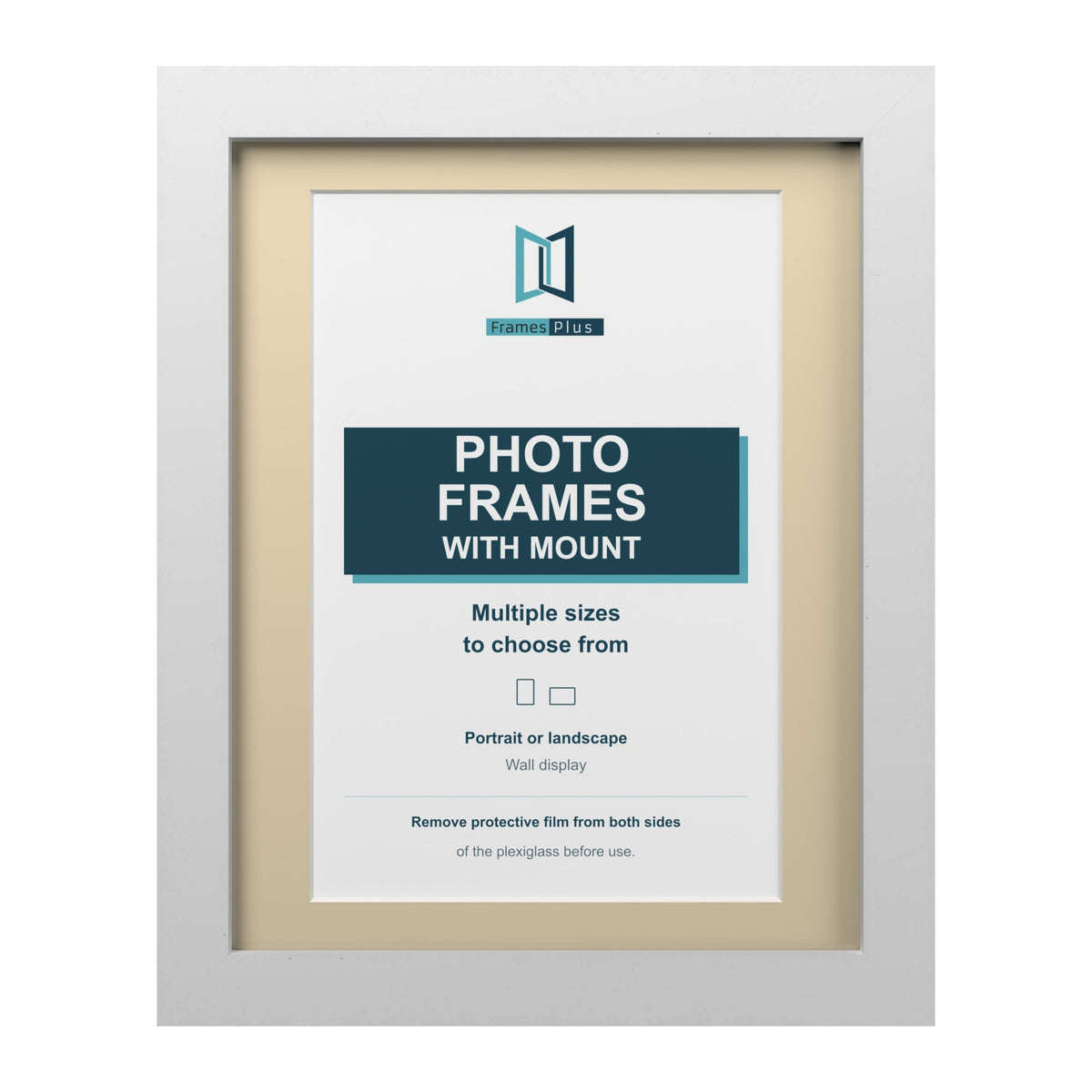 White picture frame with an ivory mount