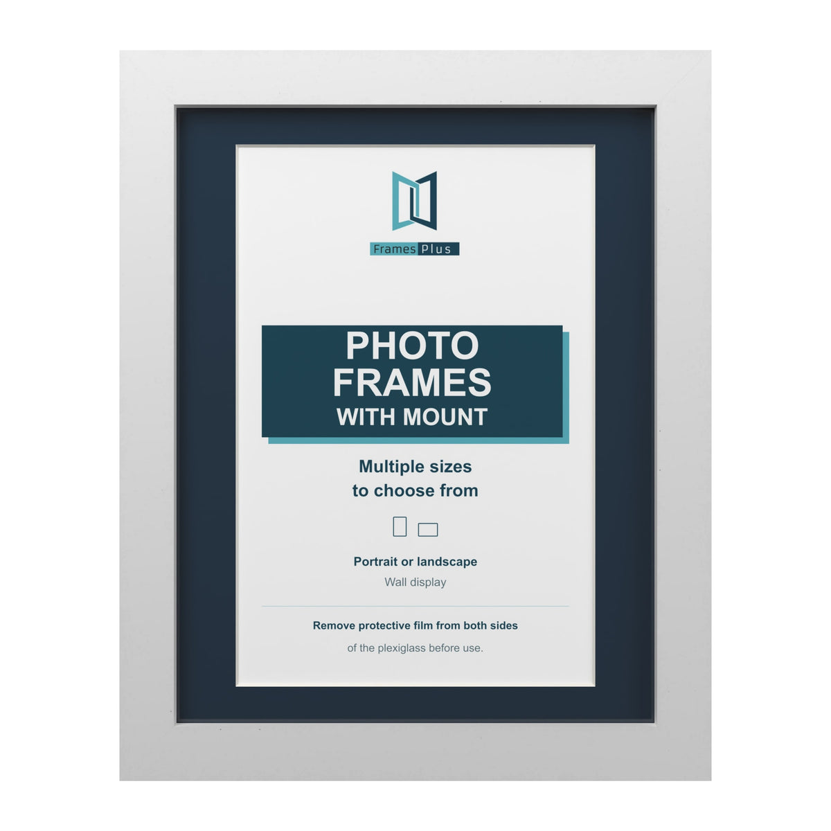 White picture frame with a Pacific Blue mount