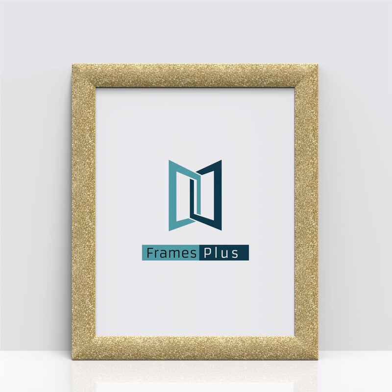 Gold picture and poster frame featuring Frames Plus logo in a stylish design.