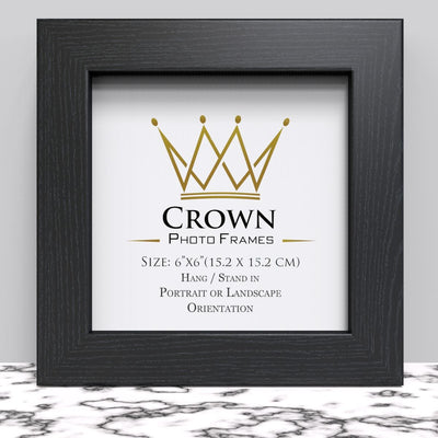 Black White Oak Photo Frame for 6x6 Inches (15.2 x 15.2 cm) Picture Photo, Stand or Hang on wall