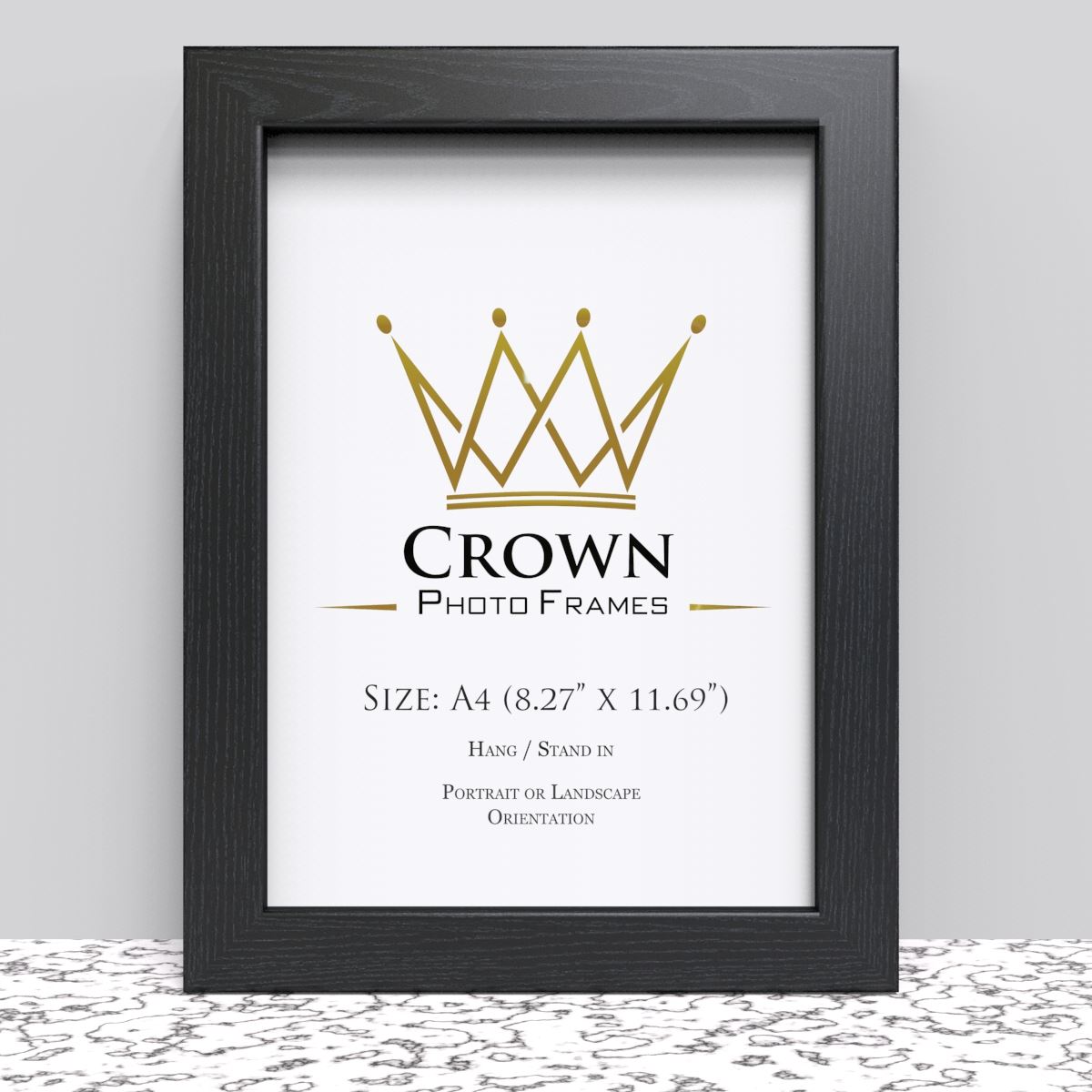 Black White Oak Photo Frame for A4 21 x 29.7 cm (8.27x11.69 Inches) Picture Photo Poster Certificate, Stand or Hang on wall - Framesplus.co.uk